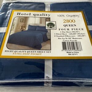 QUEEN Sheet Set - Solid Royal Blue Striped - Fits up to 20” Mattresses - NEW!